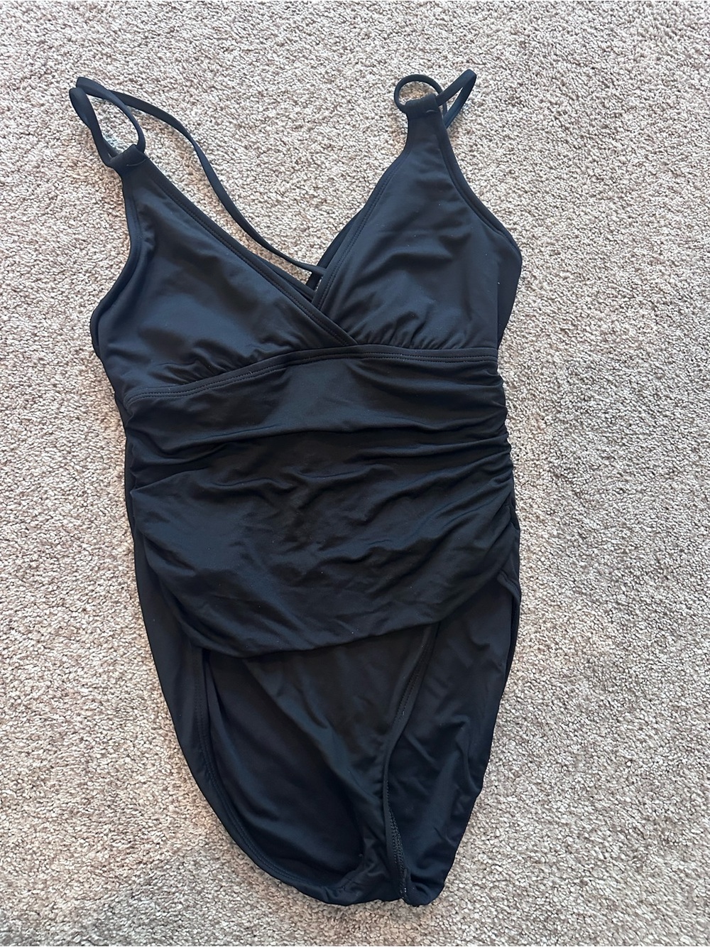La Blanca Black One-Piece V-Neck Swimsuit